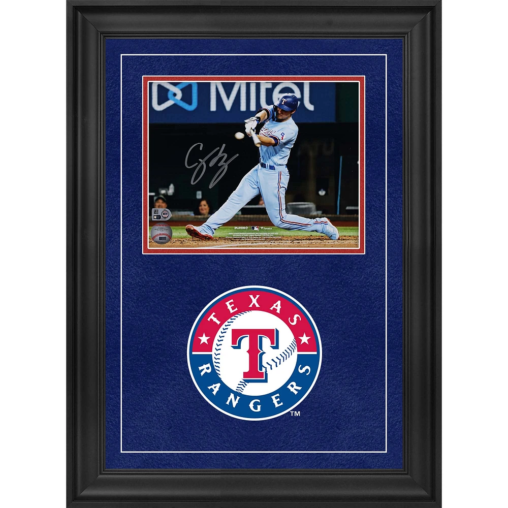 Corey Seager Texas Rangers Autographed Deluxe Framed 8" x 10" Light Blue Jersey Swing Photograph