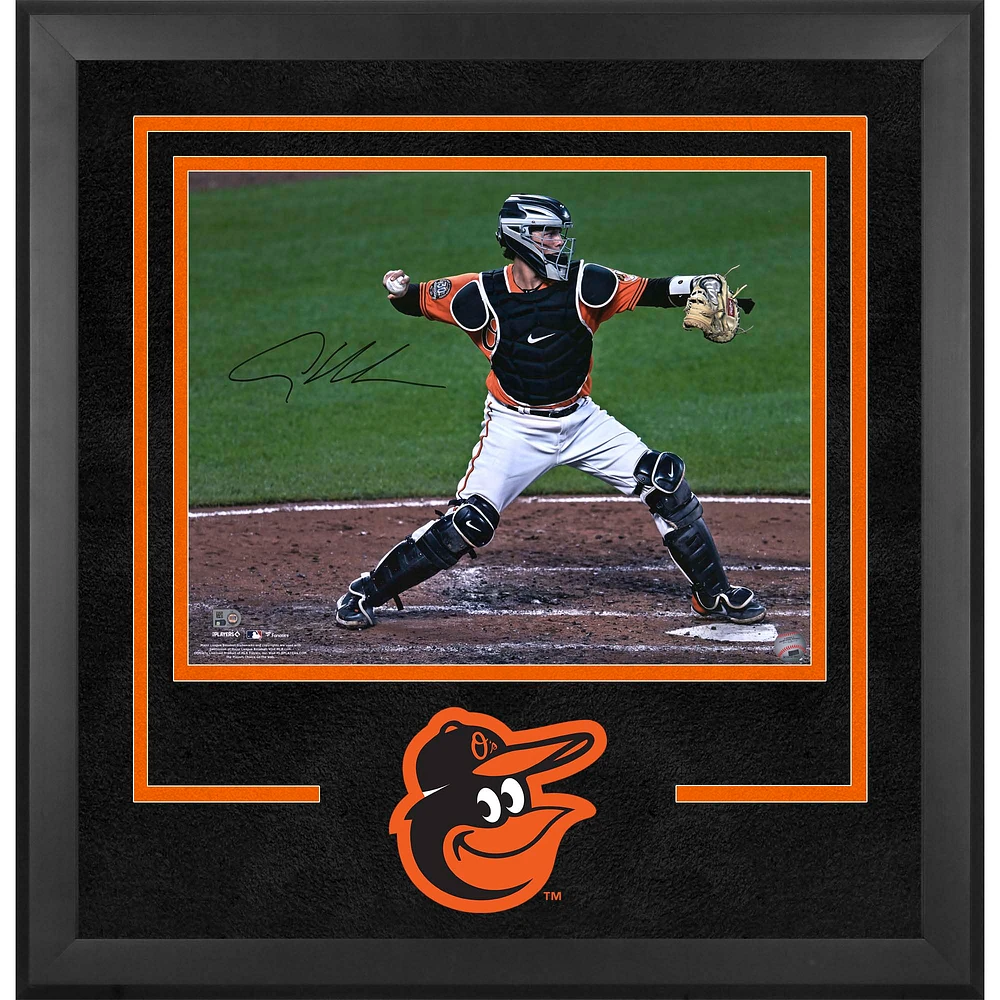 Adley Rutschman Baltimore Orioles Autographed Deluxe Framed 16" x 20" Debut Catching Photograph
