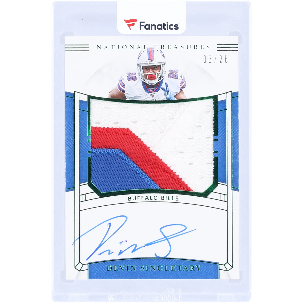 Devin Singletary Buffalo Bills Autographed 2019 Panini National Treasures Emerald Patch Relic #RMS-DI #3/26 Rookie Card