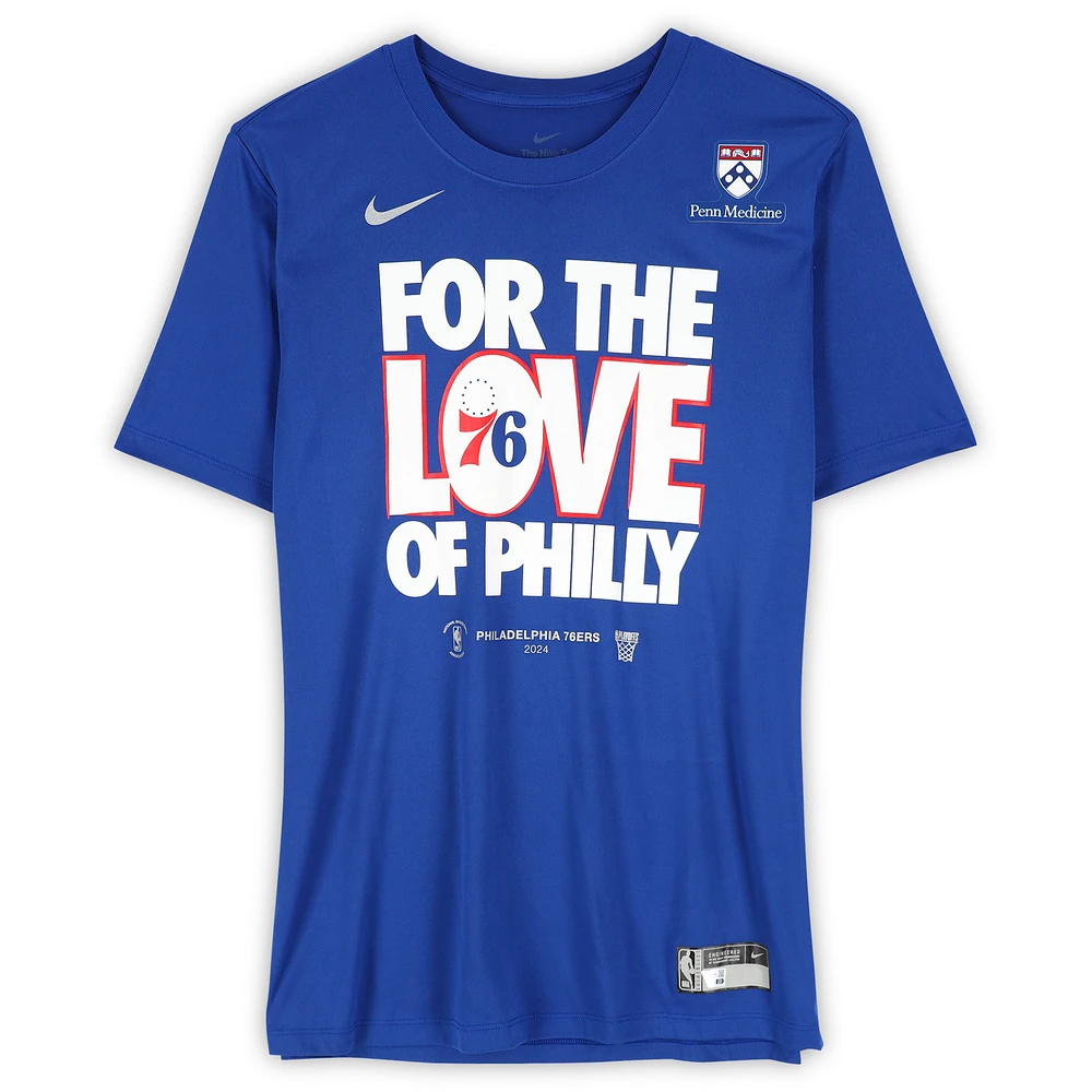 Joel Embiid Philadelphia 76ers Player-Worn Royal T-Shirt from the 2024 NBA Playoffs - Size 3XLT
