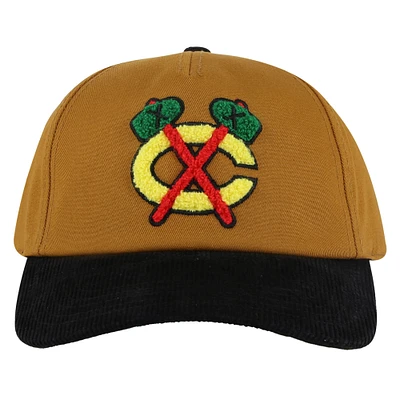 Men's American Needle Tan/Black Chicago Blackhawks Burnett Adjustable Hat
