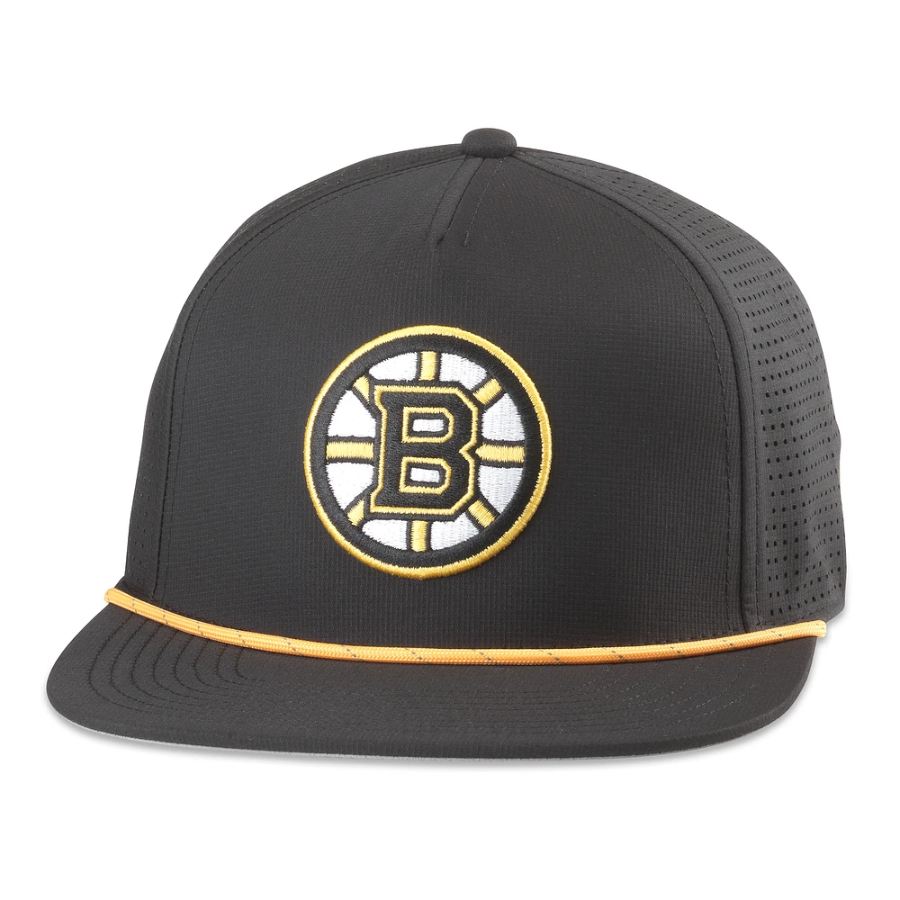 Men's American Needle Black Boston Bruins Buxton Pro Tech Adjustable Hat