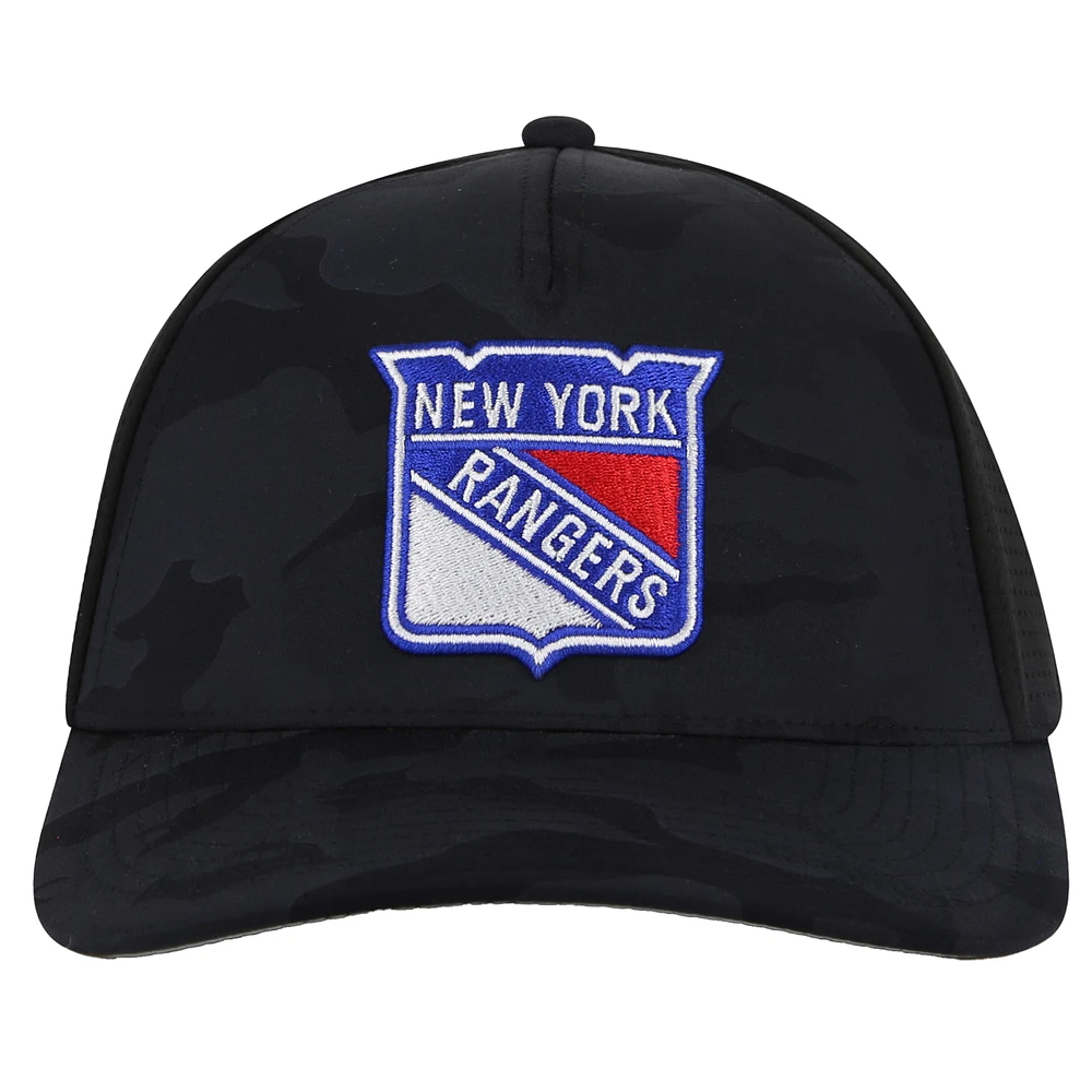 Men's American Needle Black New York Rangers Valin Camo Super Tech Vented Adjustable Hat