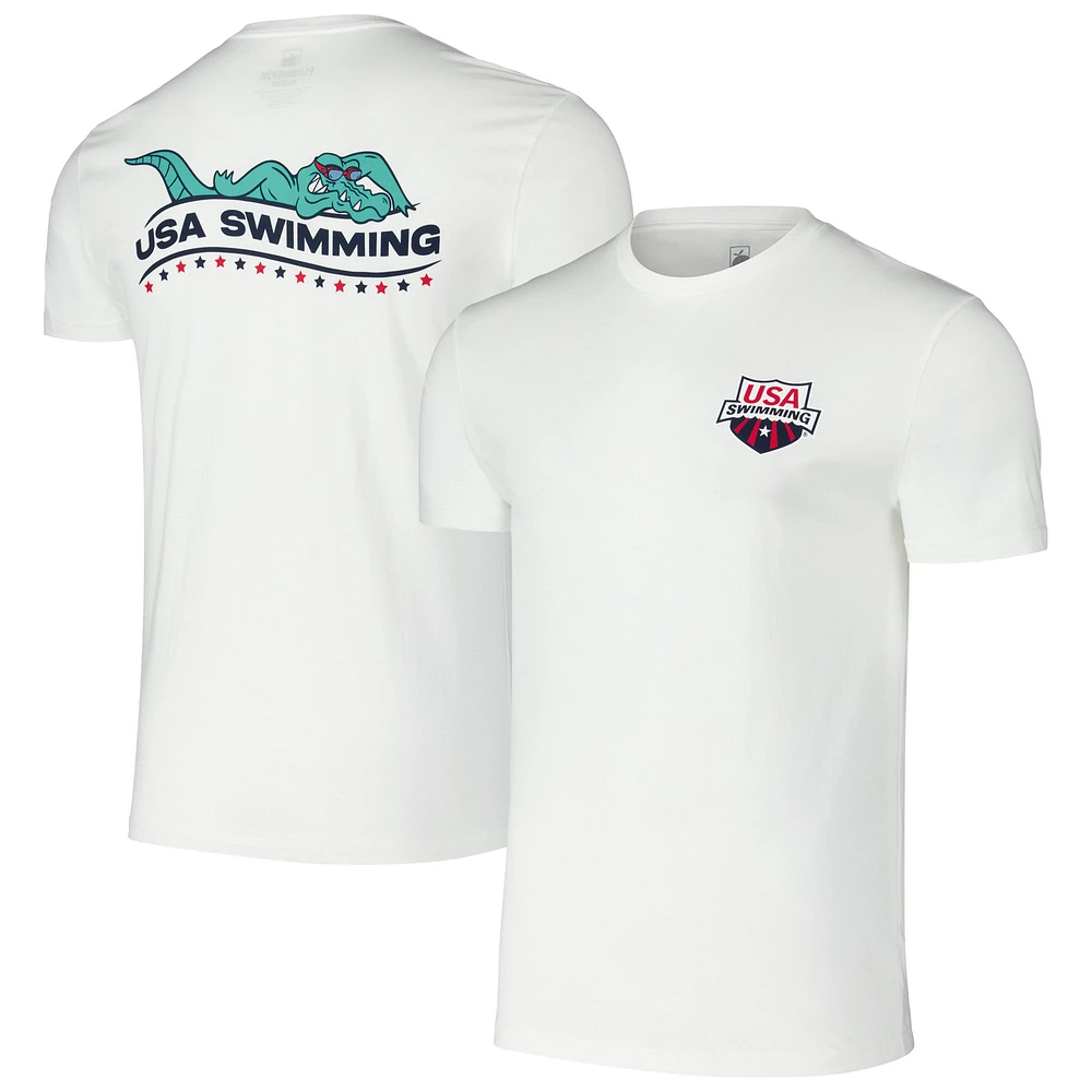 Unisex Flomotion White USA Swimming Later Gator T-Shirt