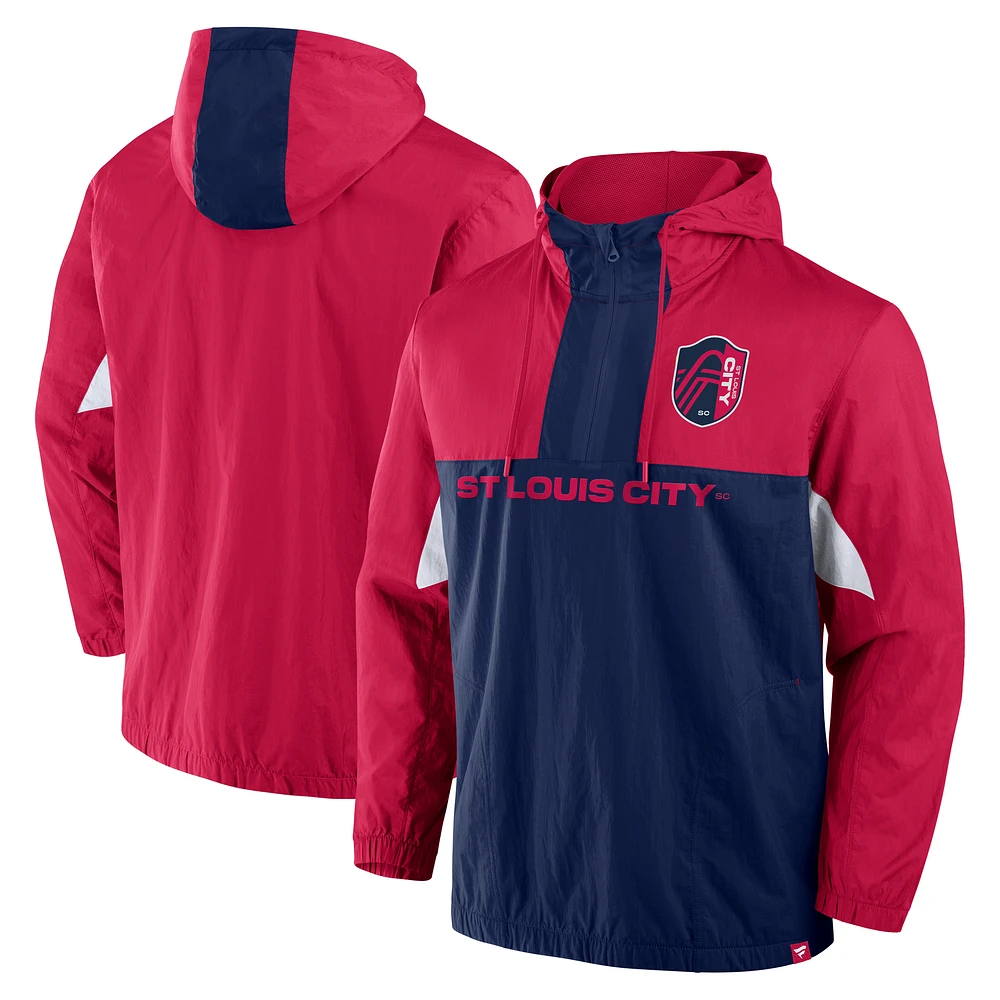 Men's Fanatics Red St. Louis City SC Free Kick Woven Quarter-Zip Hoodie Jacket
