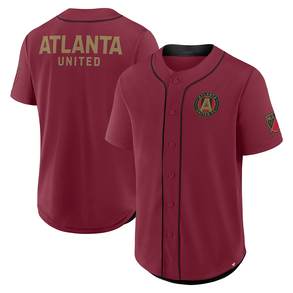 Men's Fanatics Red Atlanta United FC Injury Time Baseball Jersey