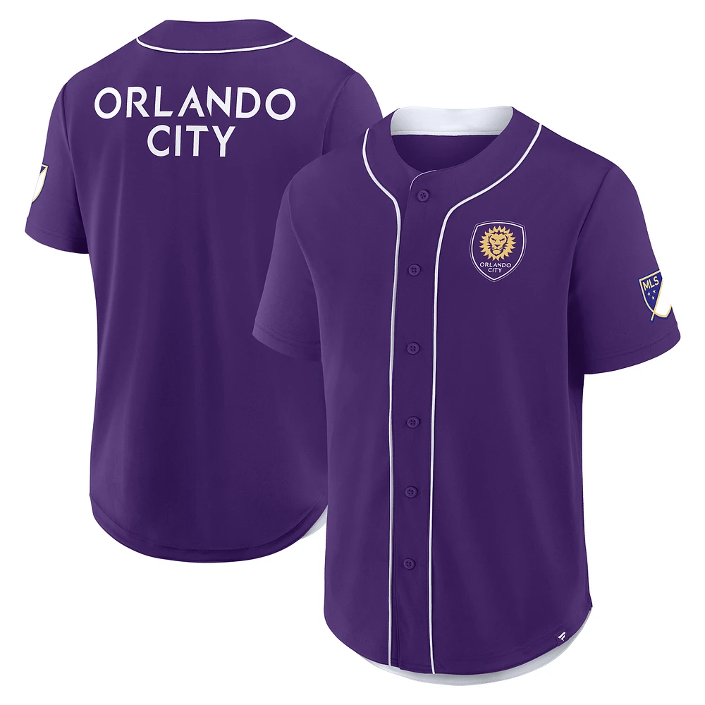 Men's Fanatics Purple Orlando City SC Injury Time Baseball Jersey