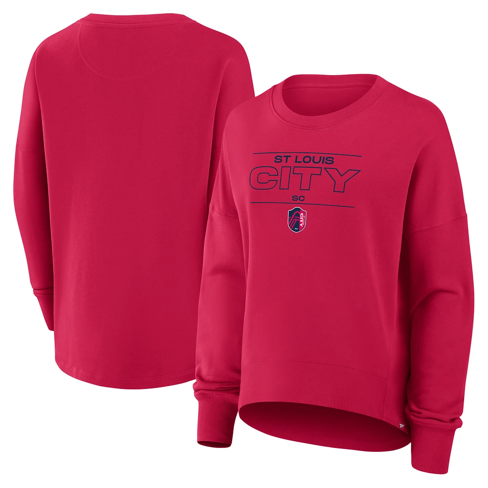 Women's Fanatics Red St. Louis City SC Oversized Captain Arm Band Pullover Sweatshirt