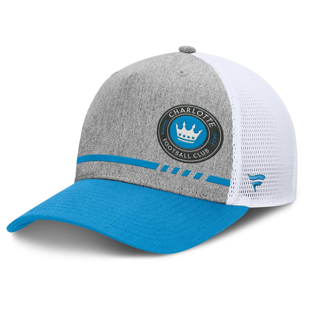 Men's Fanatics Heather Gray Charlotte FC Low Block Trucker Adjustable Hat