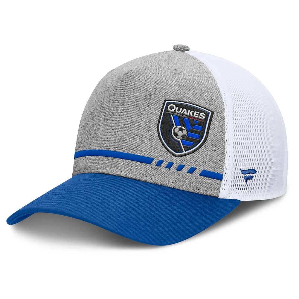 Men's Fanatics Heather Gray San Jose Earthquakes Low Block Trucker Adjustable Hat