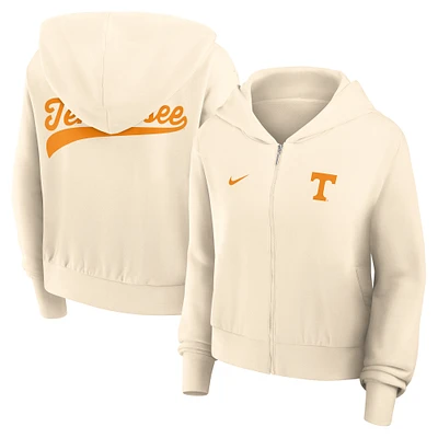 Women's Nike Cream Tennessee Volunteers Cropped Chill Full-Zip Hoodie