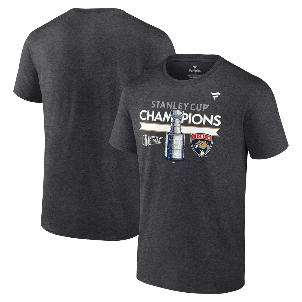 Men's Fanatics Heather Charcoal Florida Panthers 2024 Stanley Cup Champions Locker Room Big & Tall T-Shirt