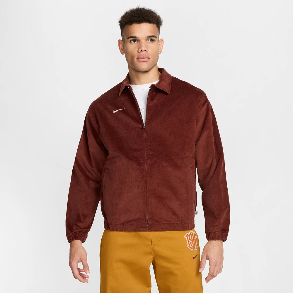 Men's Nike Brown Club America CA x CA Harrington Fleece Full-Zip Corduroy Jacket