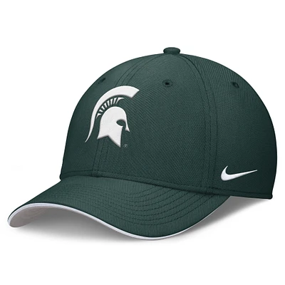 Men's Nike Green Michigan State Spartans 2025 Dugout Coaches Rise Swoosh Performance Flex Hat