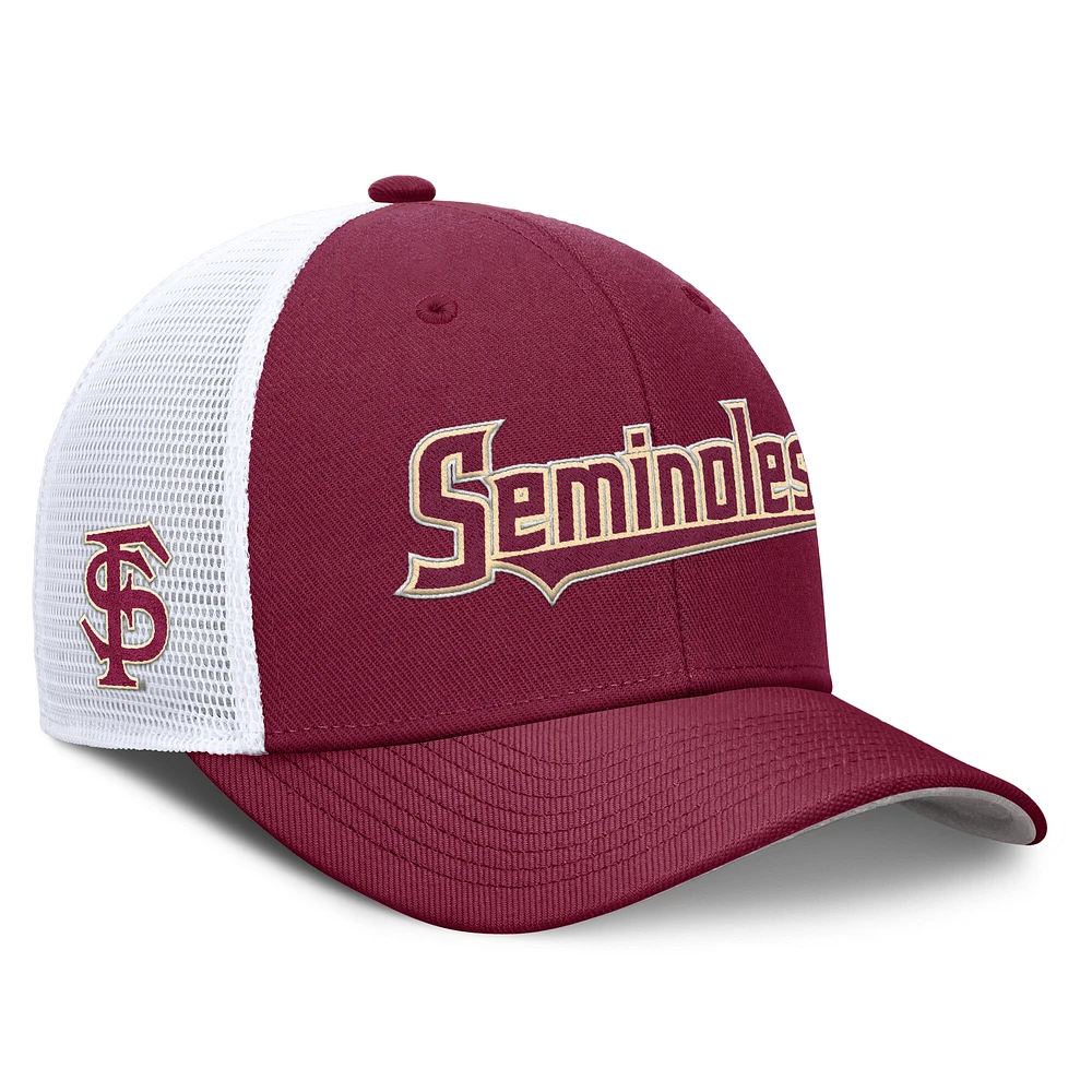 Men's Nike Garnet Florida State Seminoles 2025 Dugout Coaches Rise Performance Trucker Adjustable Hat