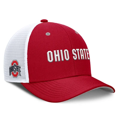 Men's Nike Scarlet Ohio State Buckeyes 2025 Dugout Coaches Rise Performance Trucker Adjustable Hat