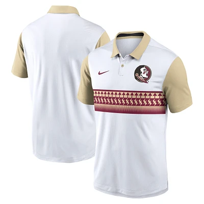 Men's Nike White Florida State Seminoles Campus Pattern Vapor Performance Polo