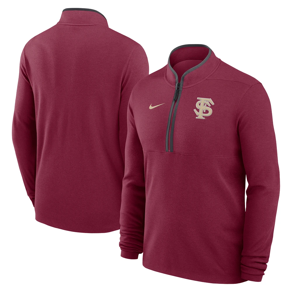 Men's Nike Garnet Florida State Seminoles Baseball Logo Lightweight Victory Dri-FIT Half-Zip Pullover