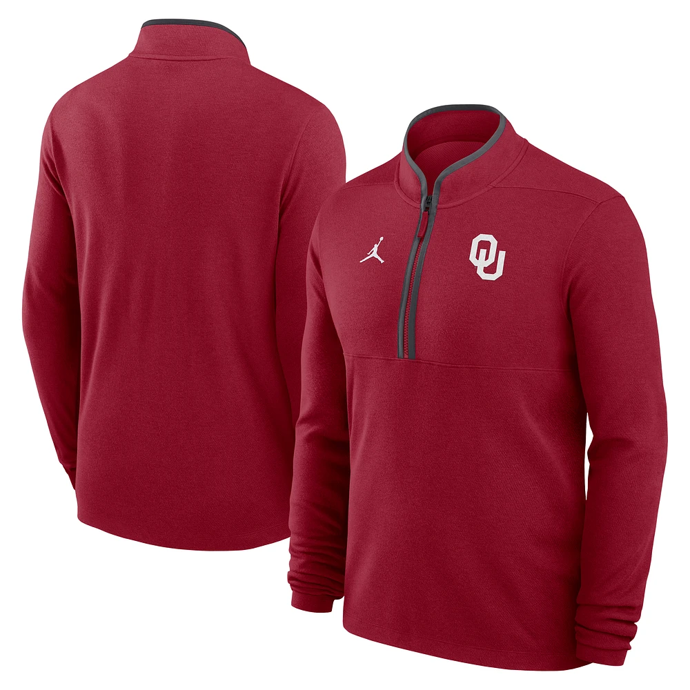 Men's Jordan Brand Crimson Oklahoma Sooners Lightweight Victory Dri-FIT Half-Zip Pullover