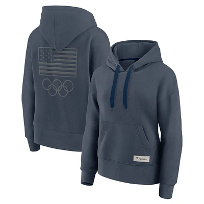 Women's Fanatics Navy Team USA Elements Future Ground Subtle Tonal Pullover Hoodie