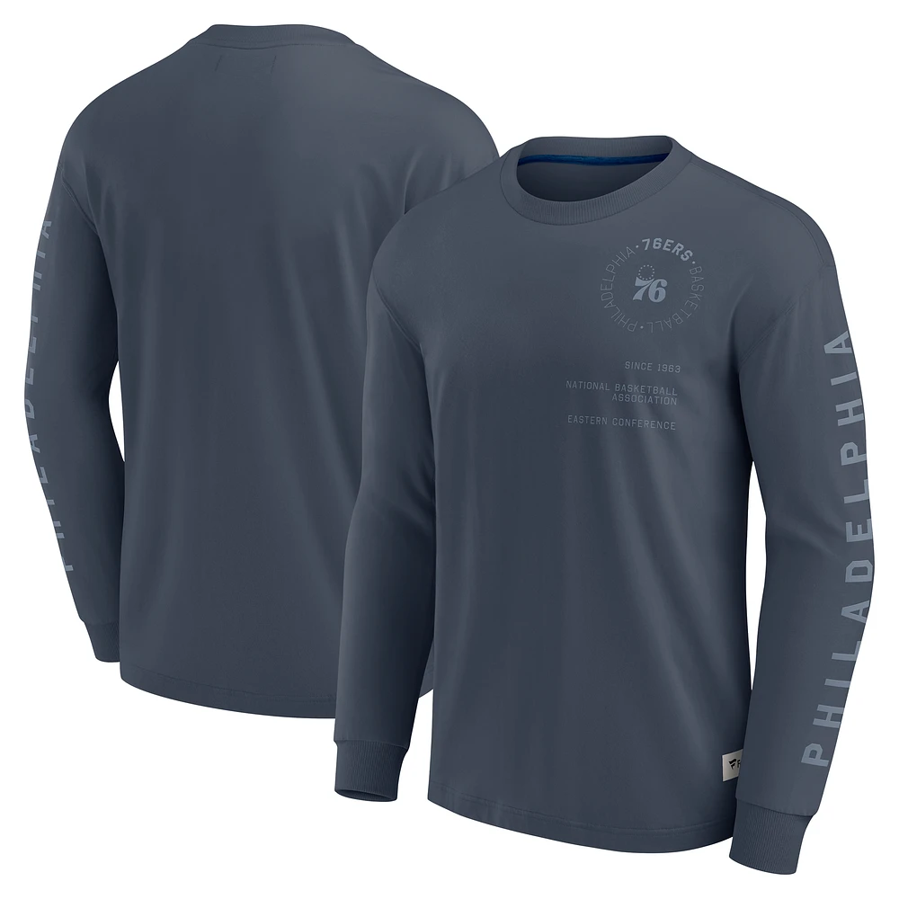 Men's Fanatics Blue Philadelphia 76ers Elements Future Ground Tonal Info Long Sleeve T-Shirt