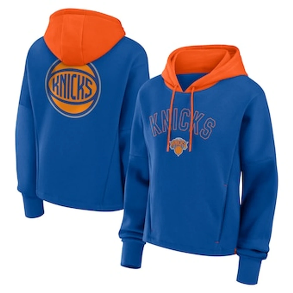 Women's Fanatics Deep Royal New York Knicks Post Up Boxy Pullover Hoodie