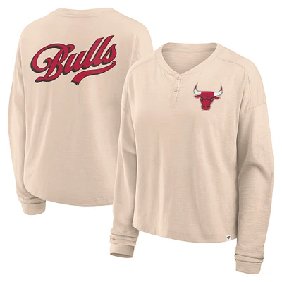 Women's Fanatics Natural Chicago Bulls Boxed Out Drop Fashion Long Sleeve T-Shirt