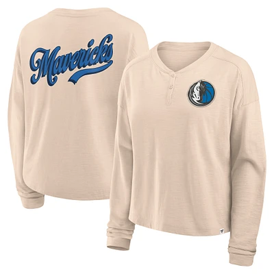 Women's Fanatics Natural Dallas Mavericks Boxed Out Drop Fashion Long Sleeve T-Shirt