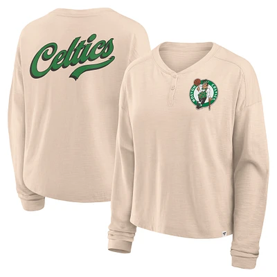 Women's Fanatics Natural Boston Celtics Boxed Out Drop Fashion Long Sleeve T-Shirt