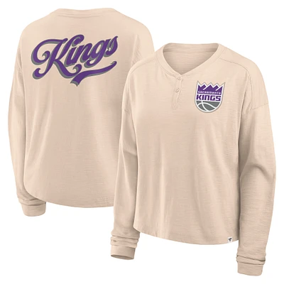 Women's Fanatics Natural Sacramento Kings Boxed Out Drop Fashion Long Sleeve T-Shirt