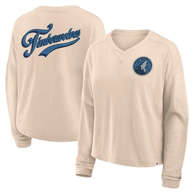 Women's Fanatics Natural Minnesota Timberwolves Boxed Out Drop Fashion Long Sleeve T-Shirt