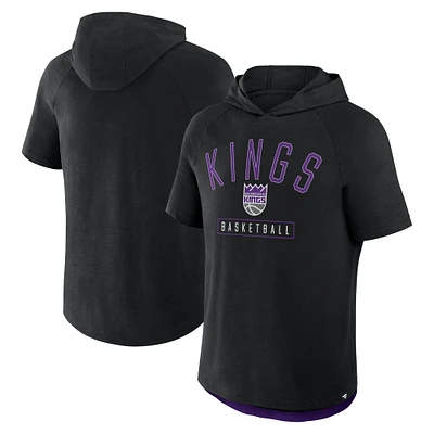 Men's Fanatics Black Sacramento Kings Pass Legend Raglan Hoodie T-Shirt