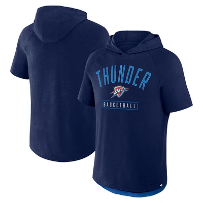 Men's Fanatics Navy Oklahoma City Thunder Pass Legend Raglan Hoodie T-Shirt