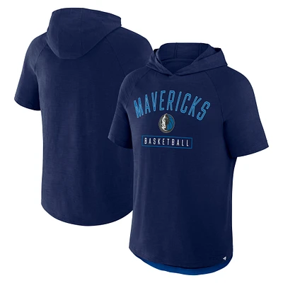 Men's Fanatics Navy Dallas Mavericks Pass Legend Raglan Hoodie T-Shirt