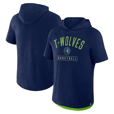 Men's Fanatics Navy Minnesota Timberwolves Pass Legend Raglan Hoodie T-Shirt