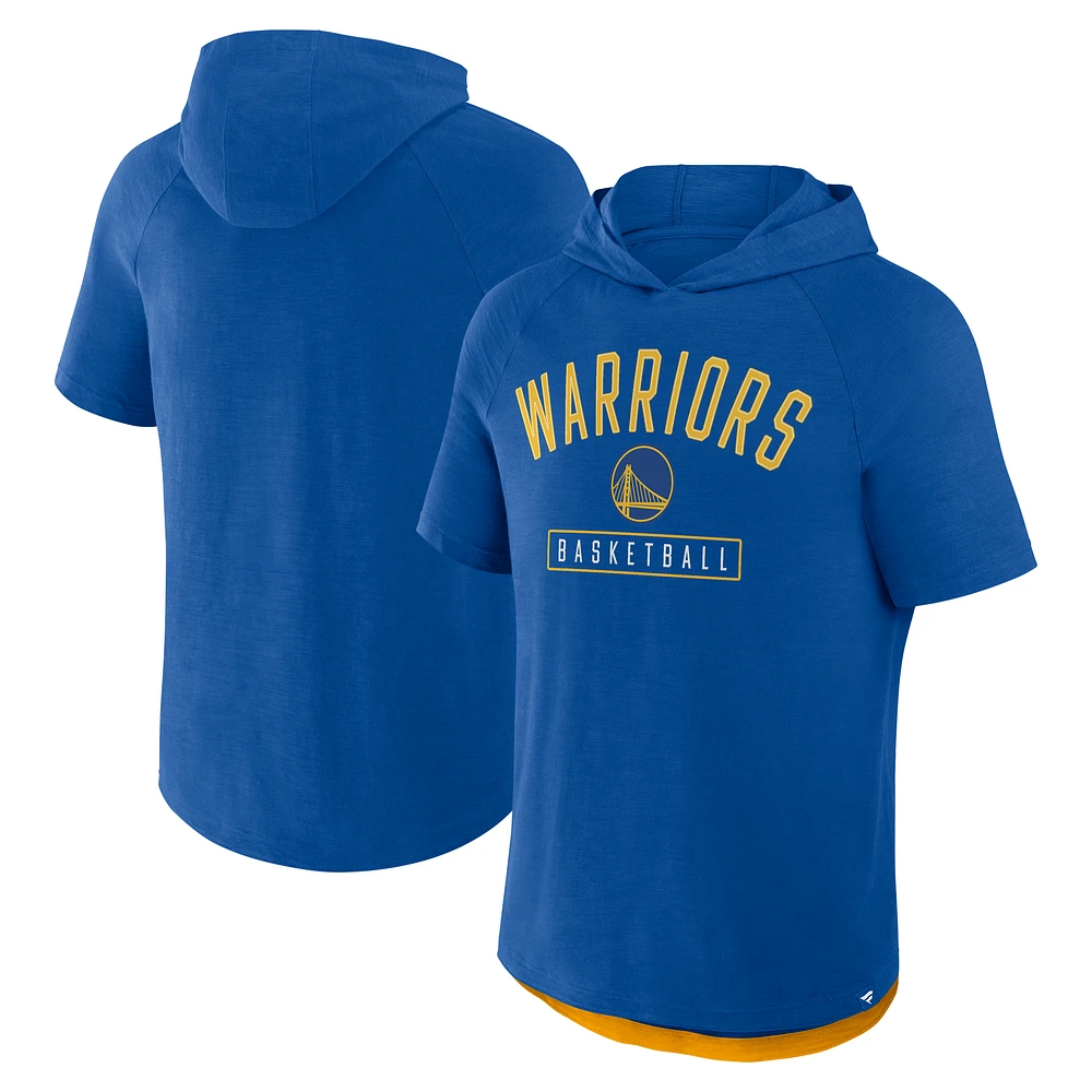 Men's Fanatics Royal Golden State Warriors Pass Legend Raglan Hoodie T-Shirt