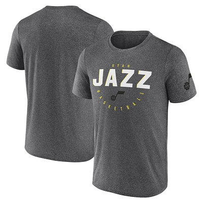 Men's Logo Athletic Heather Charcoal Utah Jazz Block Practice Performance T-Shirt