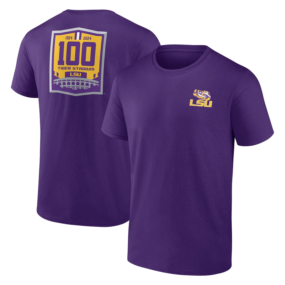 Men's Purple LSU Tigers 100 Years Tiger Stadium Core T-Shirt