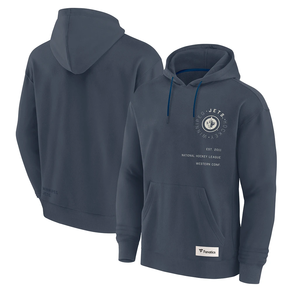 Men's Fanatics Navy Winnipeg Jets Future Ground Info Pullover Hoodie