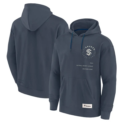 Men's Fanatics Navy Seattle Kraken Future Ground Info Pullover Hoodie