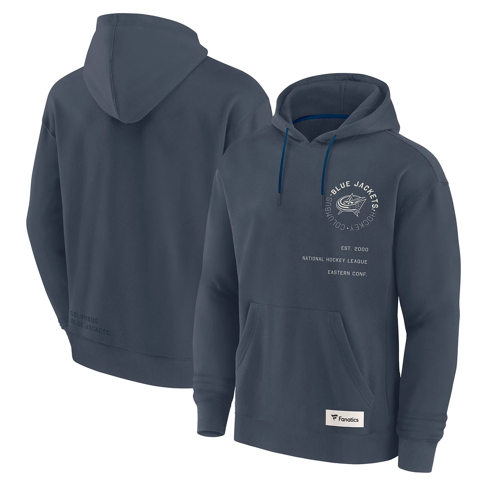 Men's Fanatics Navy Columbus Blue Jackets Future Ground Info Pullover Hoodie