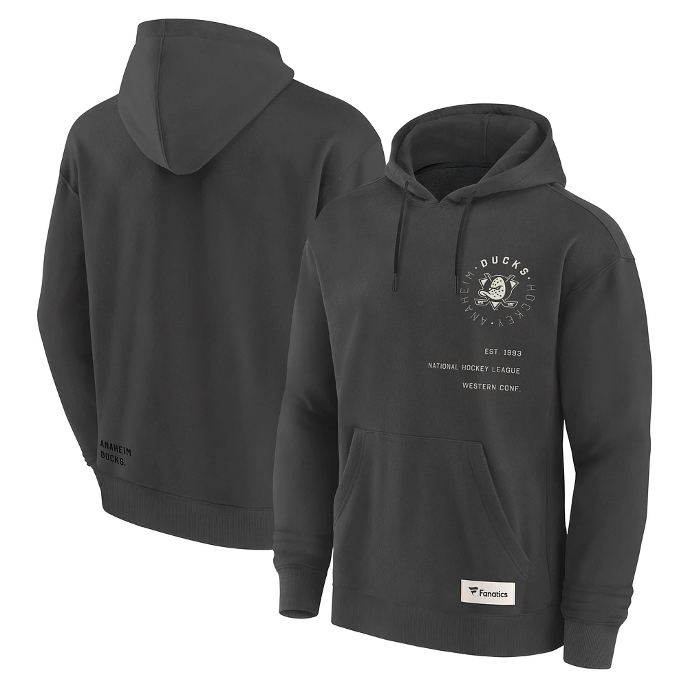 Men's Fanatics Charcoal Anaheim Ducks Future Ground Info Pullover Hoodie