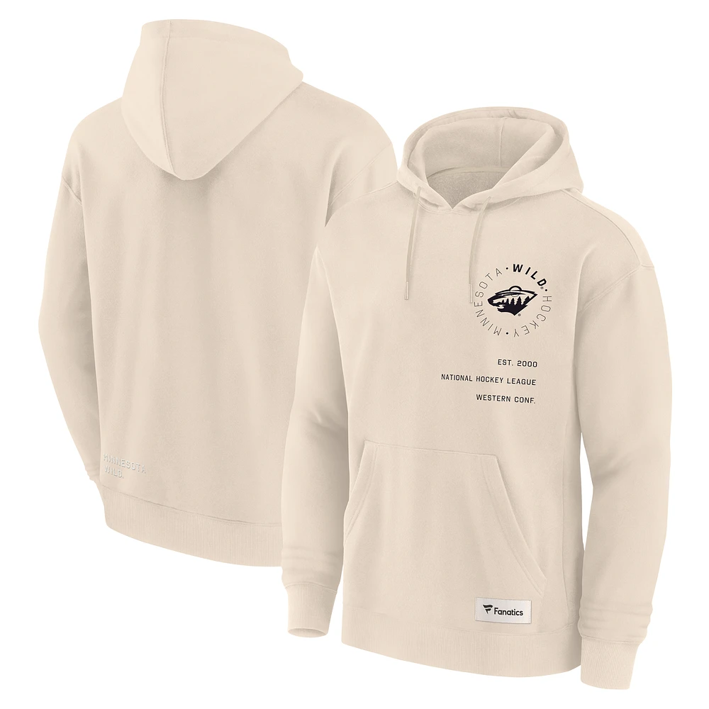 Men's Fanatics Cream Minnesota Wild Future Ground Info Pullover Hoodie