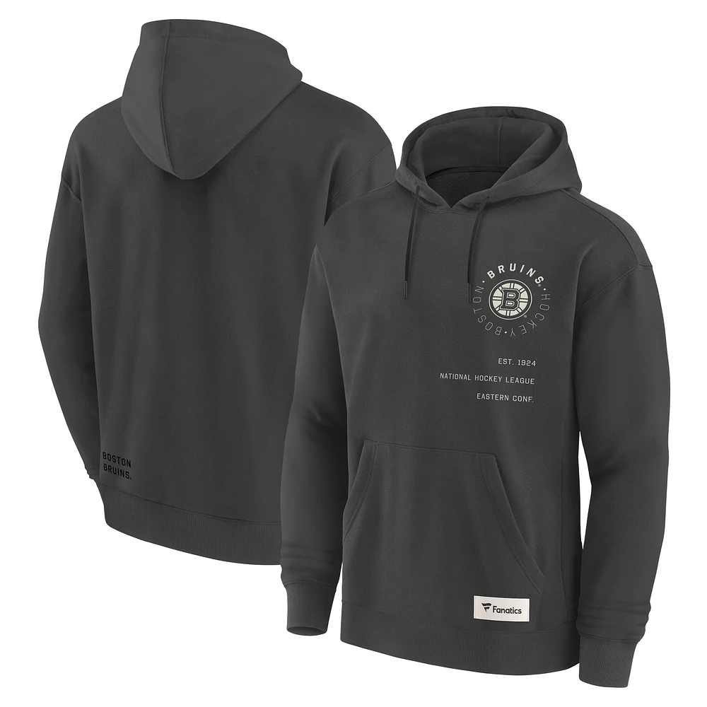 Men's Fanatics Charcoal Boston Bruins Future Ground Info Pullover Hoodie