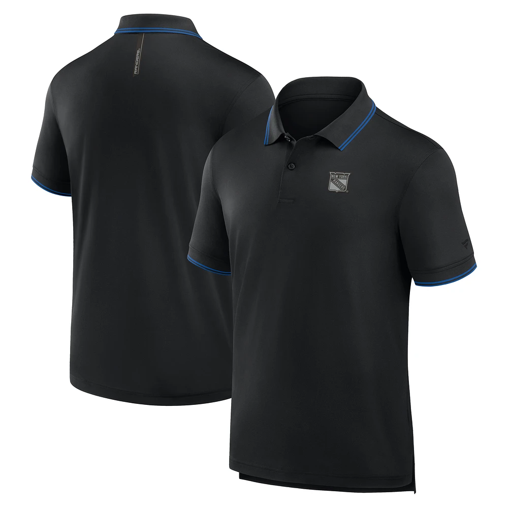 Men's Fanatics Black New York Rangers Front Office Move Mono Polo