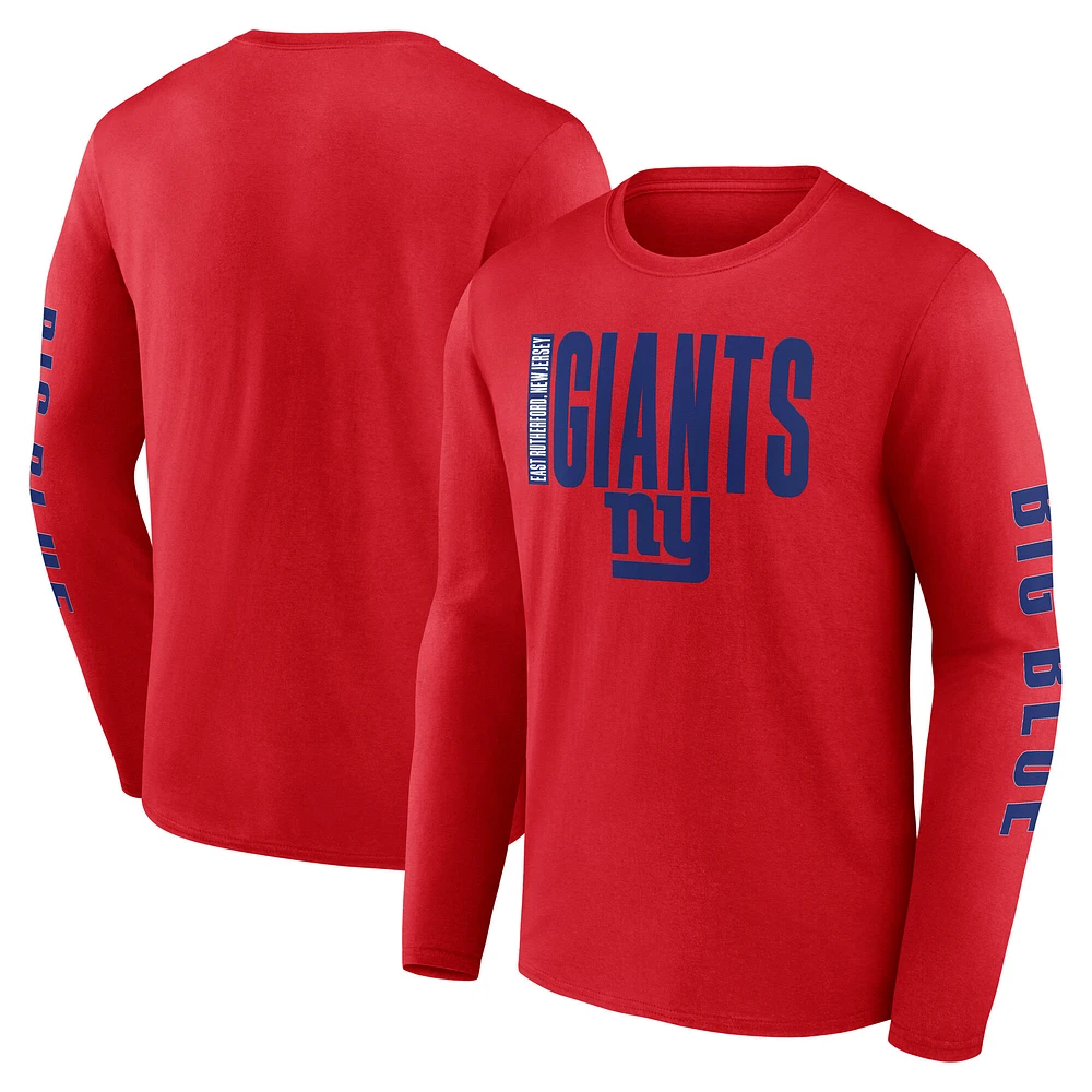 Men's Fanatics Red New York Giants Big & Tall Vision Long Sleeve T-Shirt