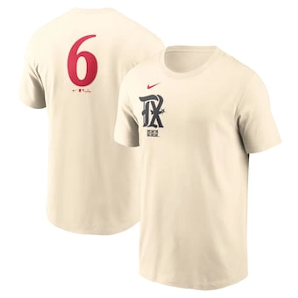 Men's Nike Natural Texas Rangers City Connect Fuse Name & Number T-Shirt