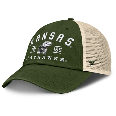 Men's Fanatics Olive Kansas Jayhawks OHT Military Appreciation Frontier Trucker Adjustable Hat