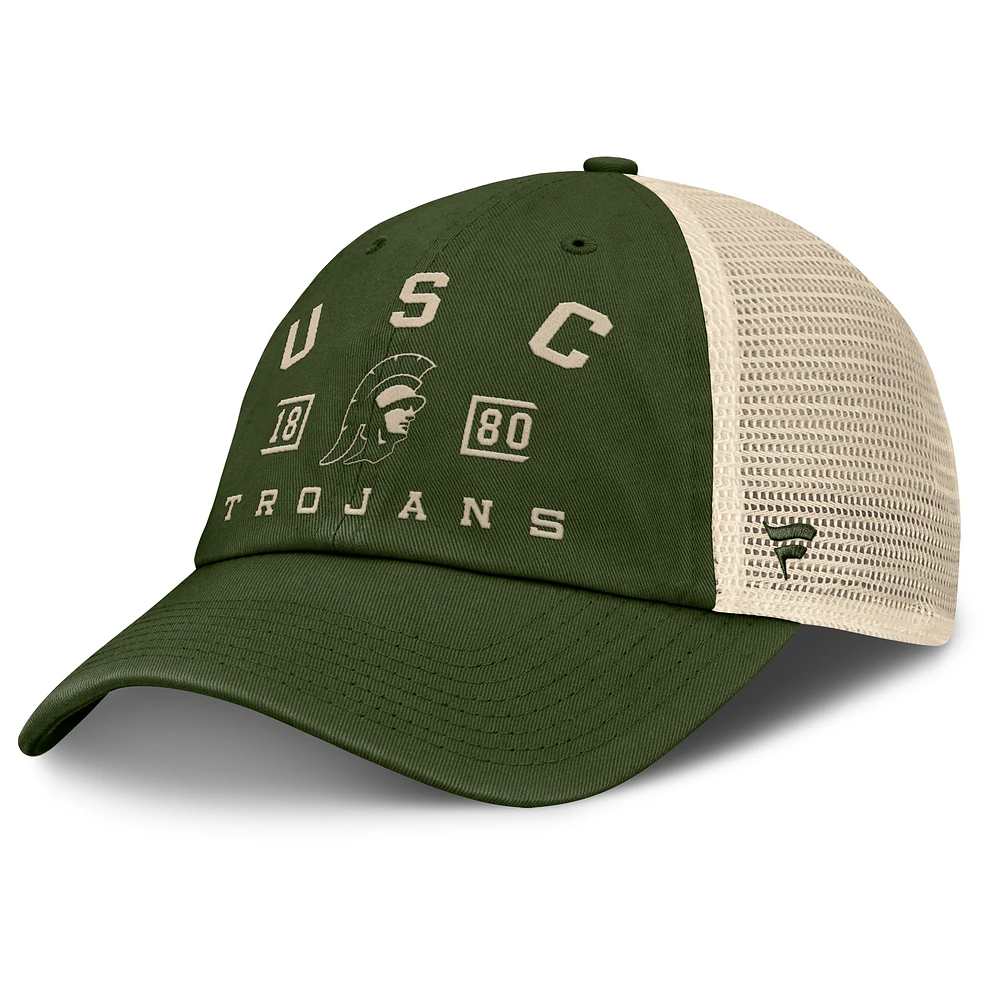 Men's Fanatics Olive USC Trojans OHT Military Appreciation Frontier Trucker Adjustable Hat