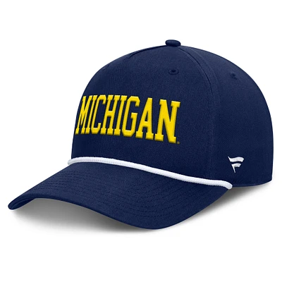 Men's Fanatics Navy Michigan Wolverines Foul Ball Rope Adjustable Hat